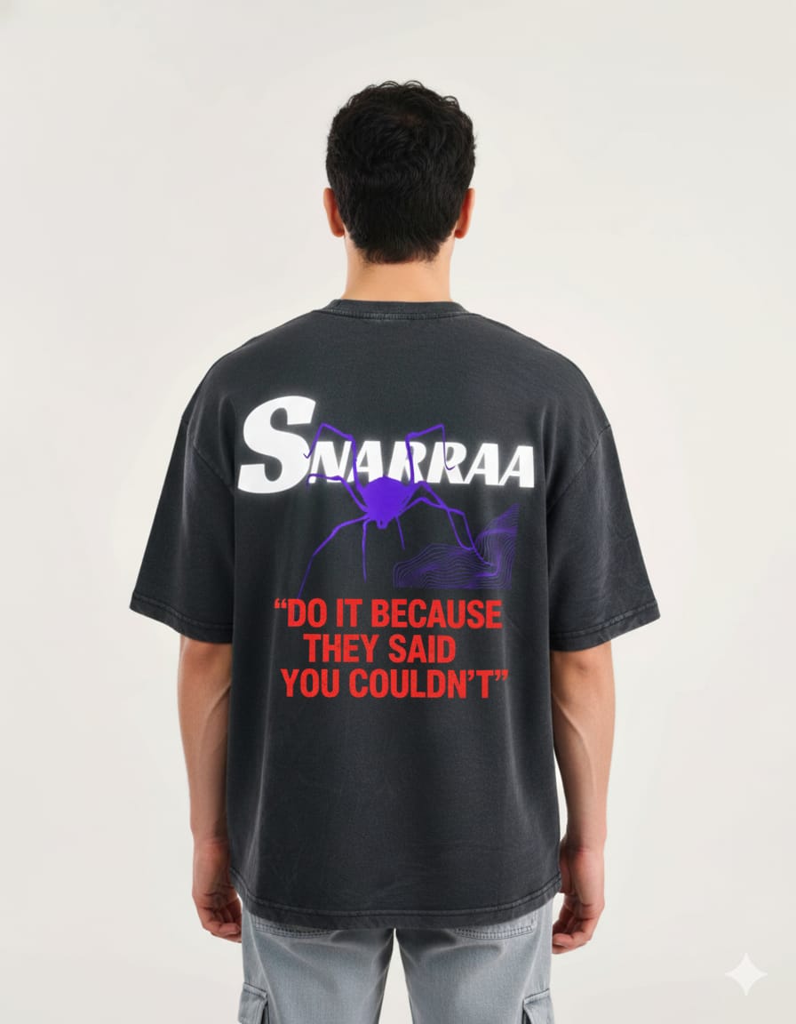 SNARRAA "purple illustration" Black Graphic T-Shirt - Image 2