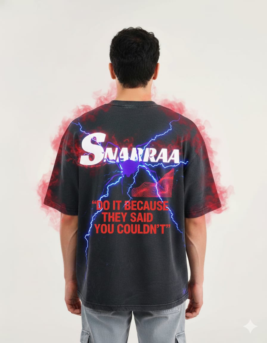 SNARRAA "purple illustration" Black Graphic T-Shirt - Image 3